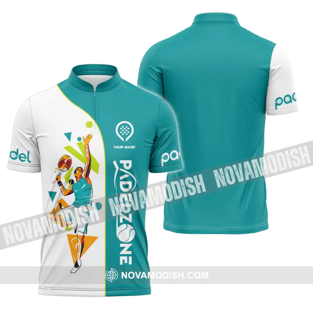 Unisex Shirt - Custom Text Shirt Padel Zone Shirt Zipper Polo Shirt / S T-shirt