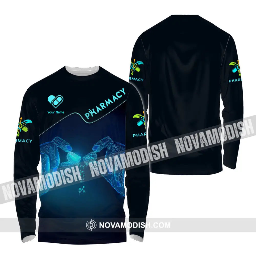Unisex Shirt - Custom Text Pharmacy Long Sleeve / S T-Shirt