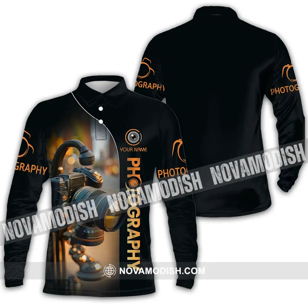 Unisex Shirt - Custom Text Shirt Photography Long Sleeve Polo / S T-shirt