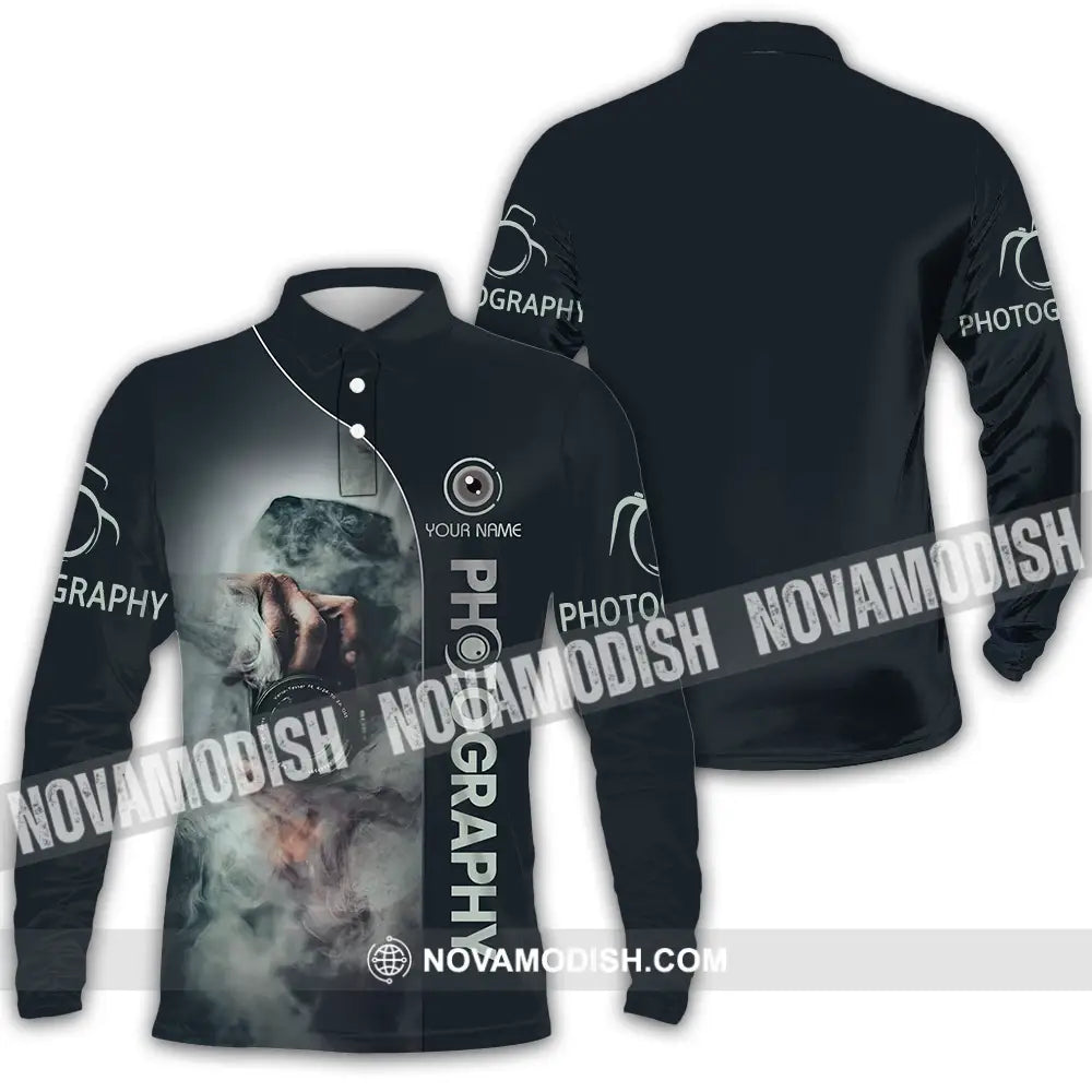 Unisex Shirt - Custom Text Shirt Photography Long Sleeve Polo / S T-shirt