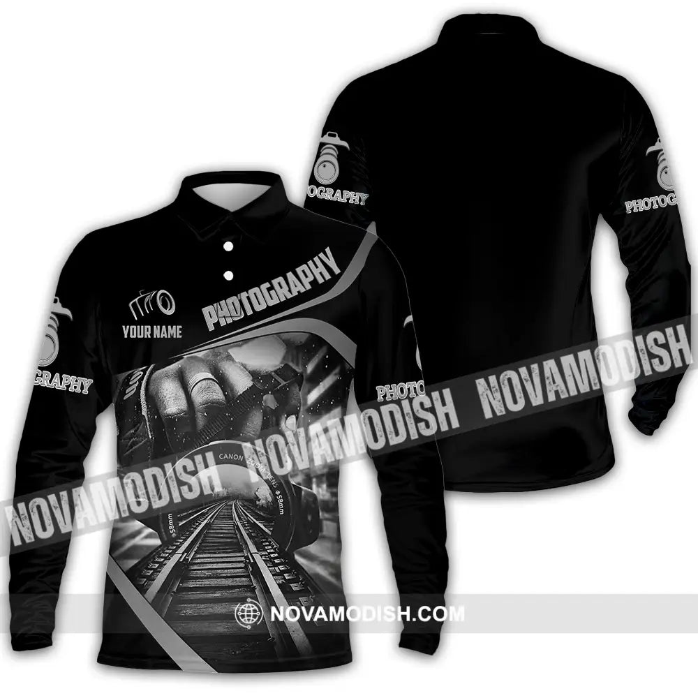 Unisex Shirt - Custom Text Shirt Photography Long Sleeve Polo / S T-shirt