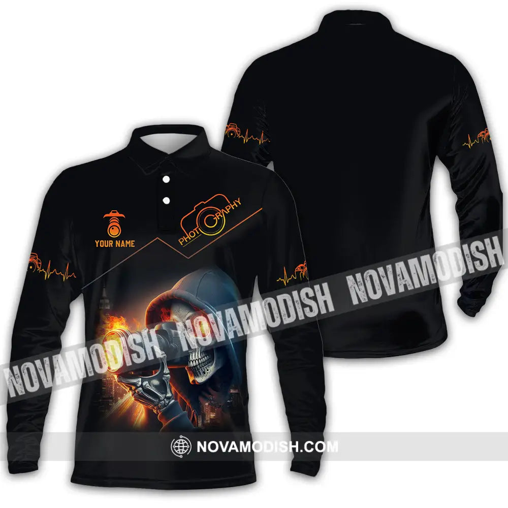Unisex Shirt - Custom Text Shirt Photography Shirt Long Sleeve Polo / S T-shirt