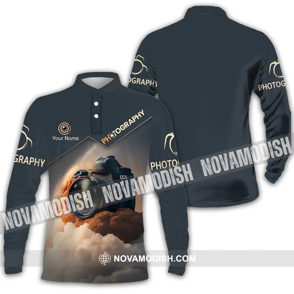 Unisex Shirt - Custom Text Shirt Photography Long Sleeve Polo / S T-shirt