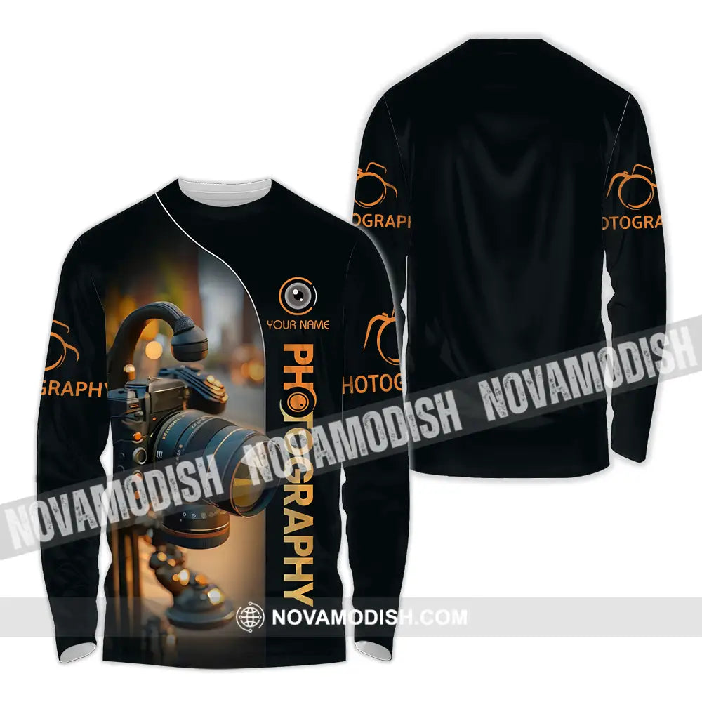 Unisex Shirt - Custom Text Shirt Photography Long Sleeve Shirt / S T-shirt