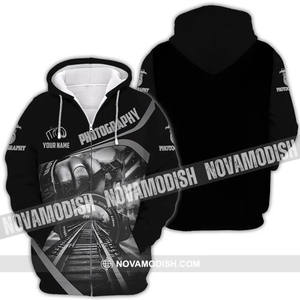 Unisex Shirt - Custom Text Shirt Photography Zipper Hoodie / S T-shirt