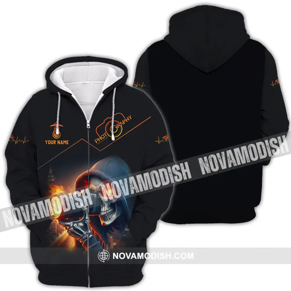 Unisex Shirt - Custom Text Shirt Photography Shirt Zipper Hoodie / S T-shirt