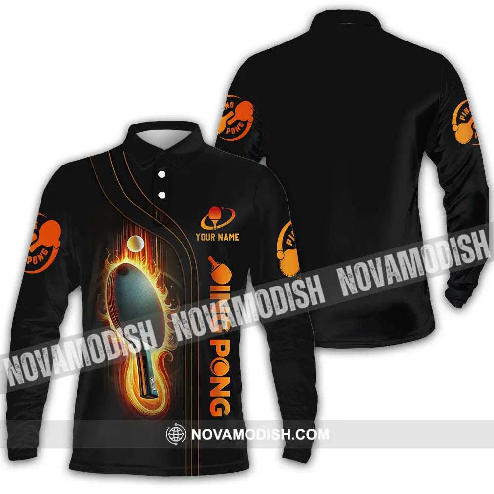 Unisex Shirt - Custom Text Shirt Ping Pong Shirt Long Sleeve Polo / S T-shirt