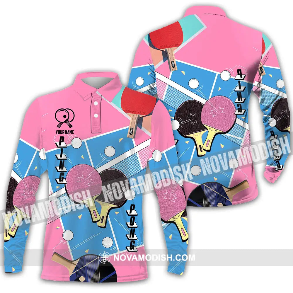 Unisex Shirt - Custom Text Shirt Ping Pong Shirt Long Sleeve Polo / S T-shirt