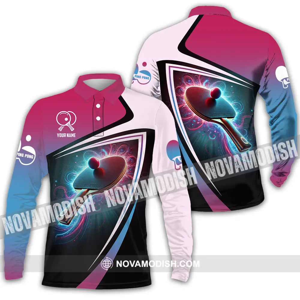 Unisex Shirt - Custom Text Shirt Ping Pong Shirt Long Sleeve Polo / S T-shirt