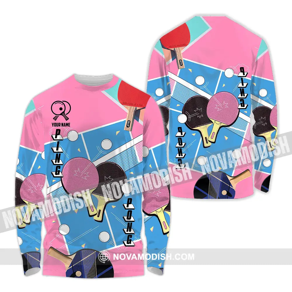 Unisex Shirt - Custom Text Shirt Ping Pong Shirt Long Sleeve Shirt / S T-shirt