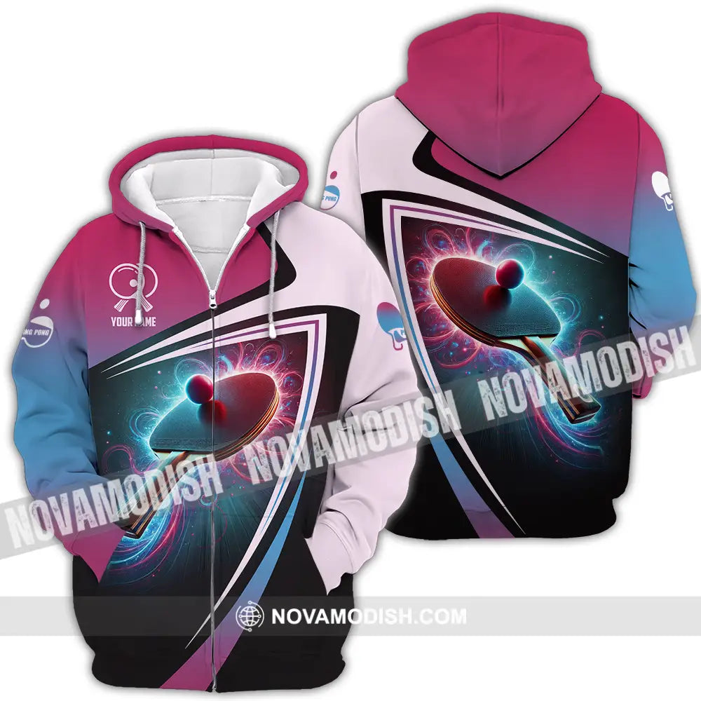 Unisex Shirt - Custom Text Shirt Ping Pong Shirt Zipper Hoodie / S T-shirt