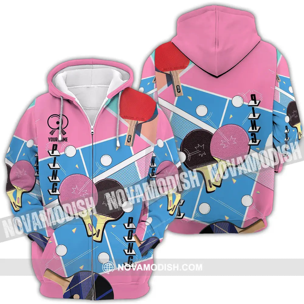 Unisex Shirt - Custom Text Shirt Ping Pong Shirt Zipper Hoodie / S T-shirt