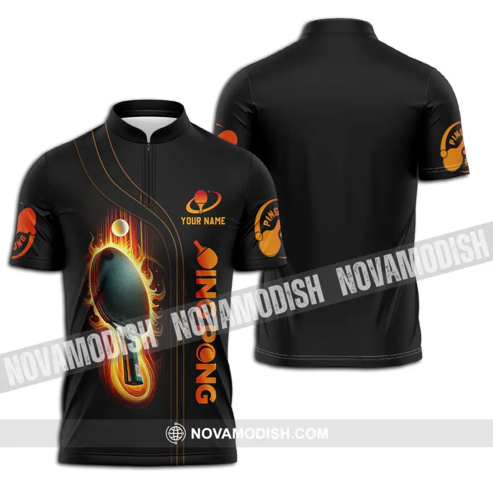 Unisex Shirt - Custom Text Shirt Ping Pong Shirt Zipper Polo Shirt / S T-shirt