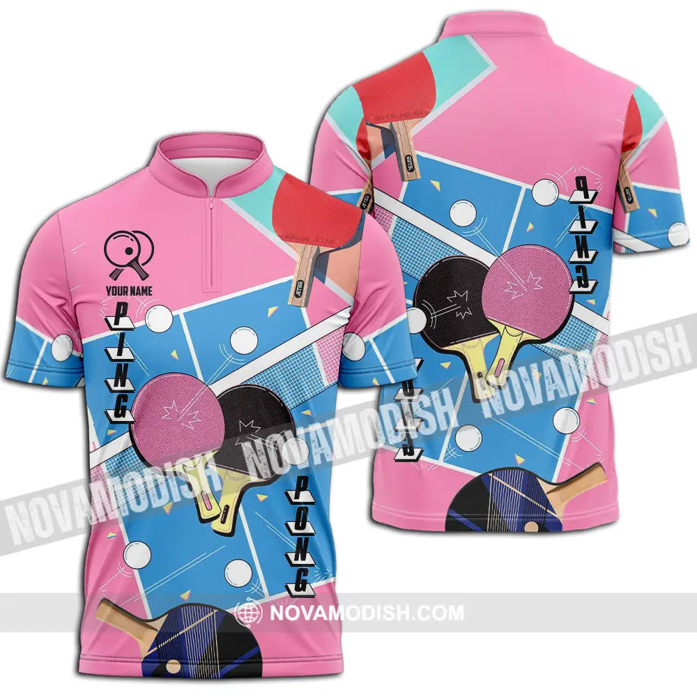 Unisex Shirt - Custom Text Shirt Ping Pong Shirt Zipper Polo Shirt / S T-shirt