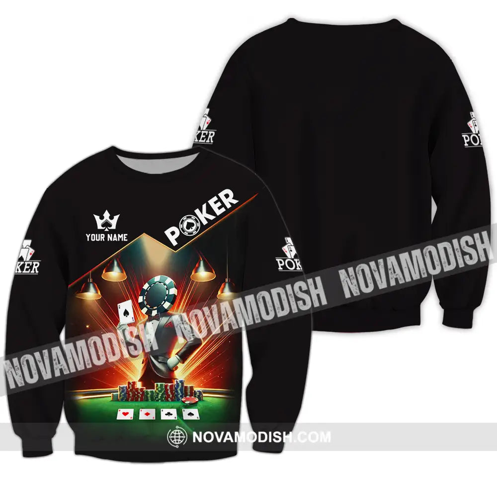 Unisex Shirt - Custom Text Poker Long Sleeve / S T-Shirt