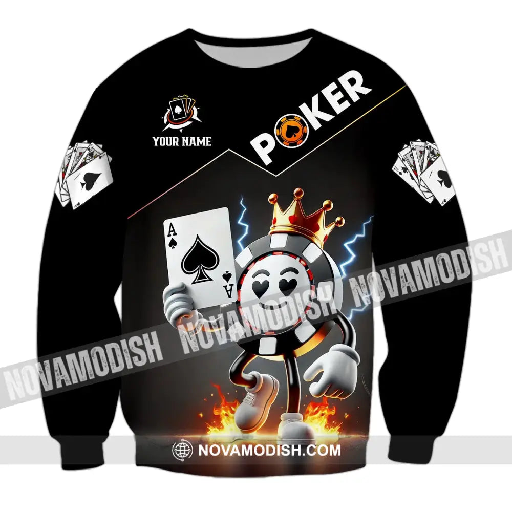 Unisex Shirt - Custom Text Poker Long Sleeve / S T-Shirt