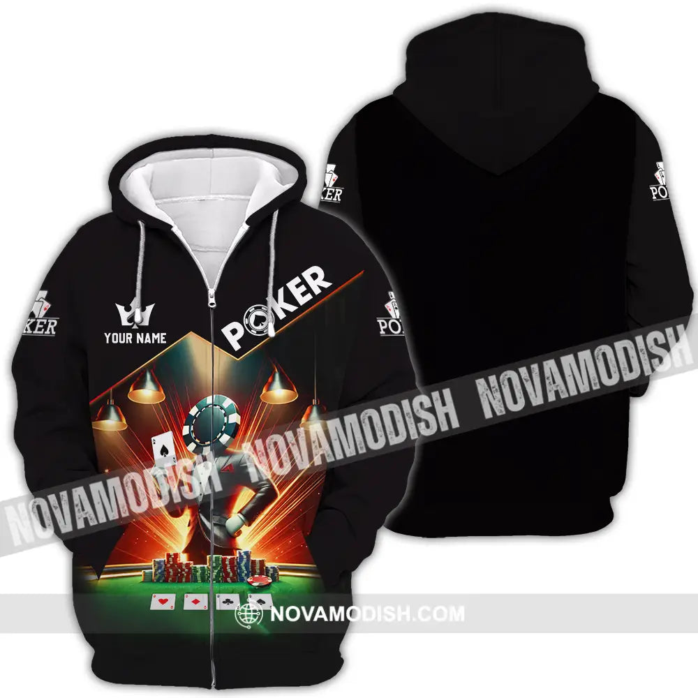 Unisex Shirt - Custom Text Poker Zipper Hoodie / S T-Shirt