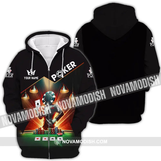 Unisex Shirt - Custom Text Poker Zipper Hoodie / S T-Shirt