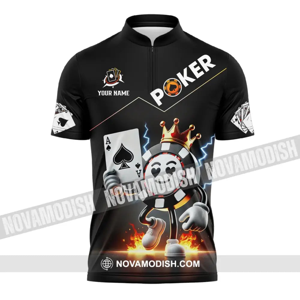 Unisex Shirt - Custom Text Poker Zipper Polo / S T-Shirt