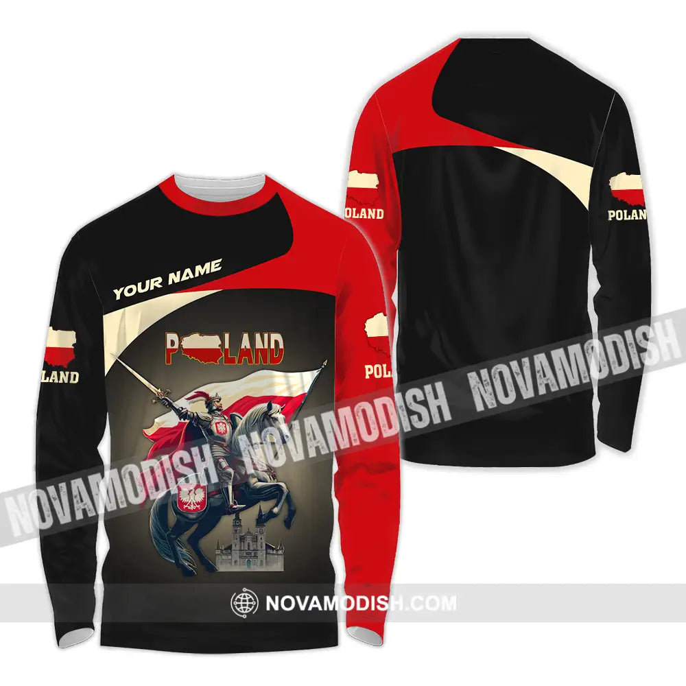 Unisex Shirt - Custom Text Poland Long Sleeve / S T-Shirt