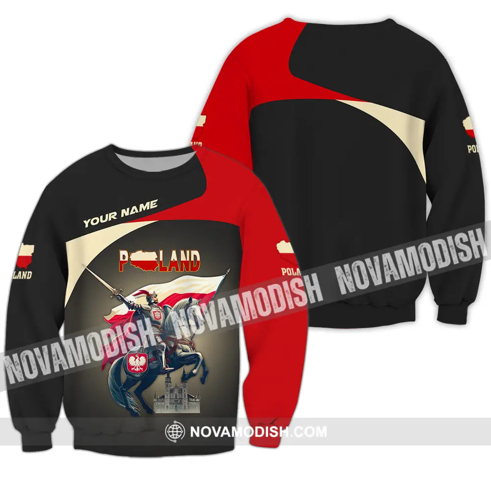 Unisex Shirt - Custom Text Poland Long Sleeve / S T-Shirt
