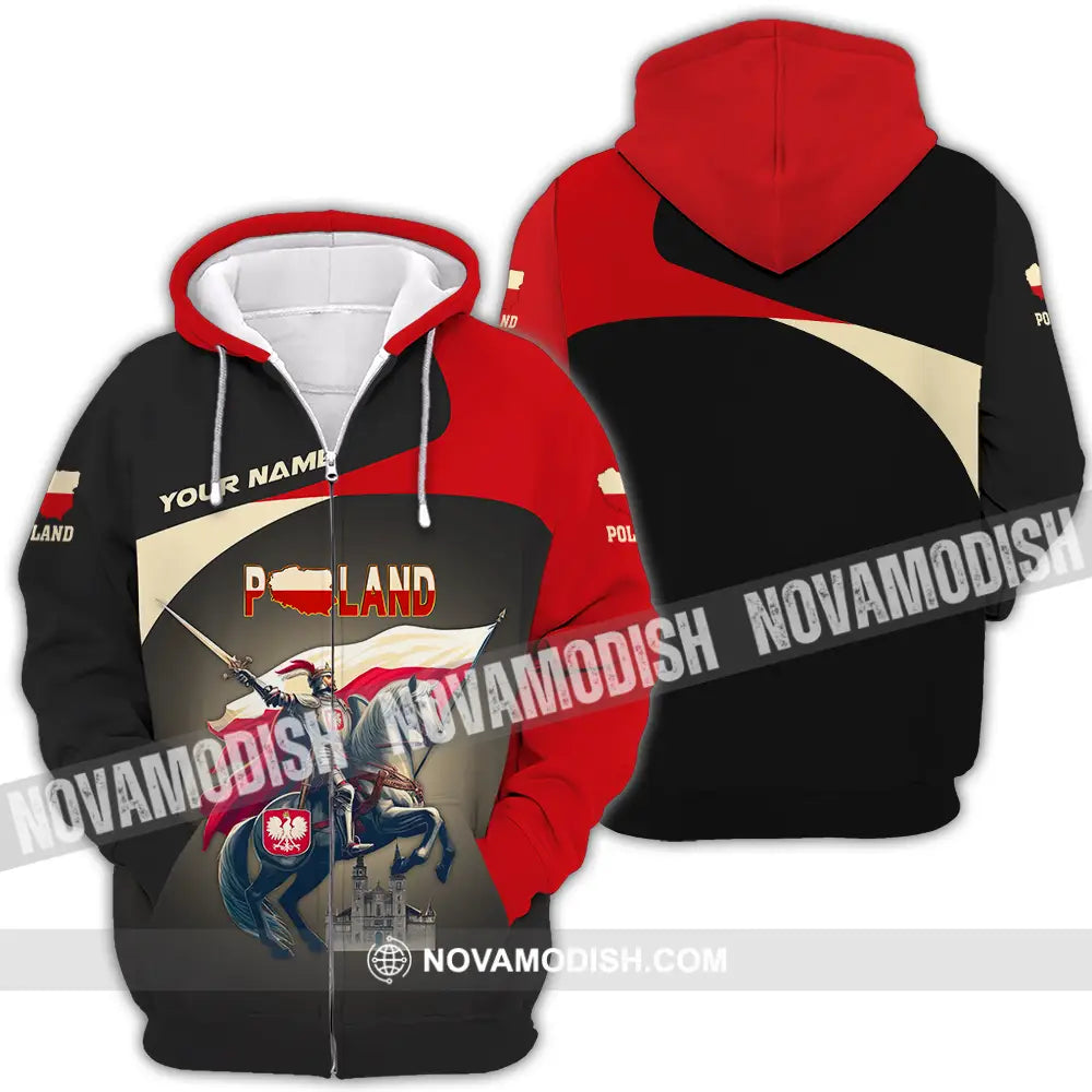 Unisex Shirt - Custom Text Poland Zipper Hoodie / S T-Shirt