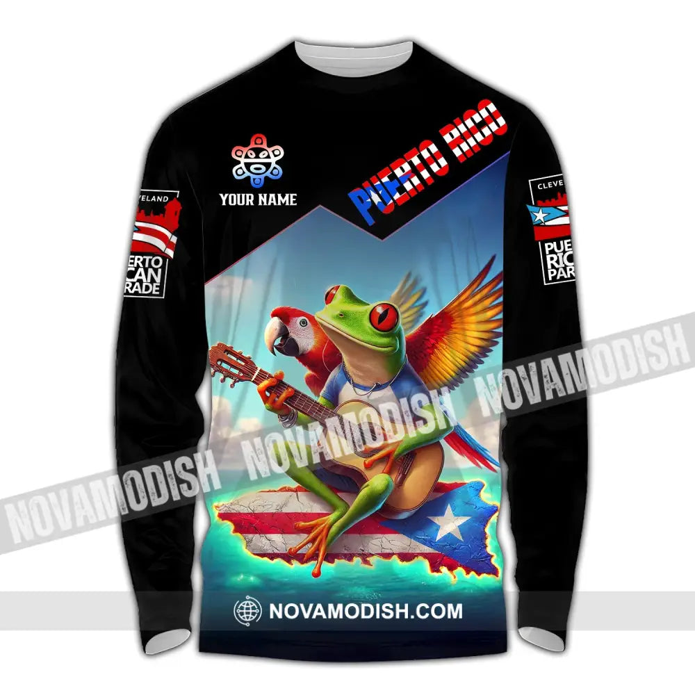 Unisex Shirt - Custom Text Puerto Rico Long Sleeve / S T-Shirt