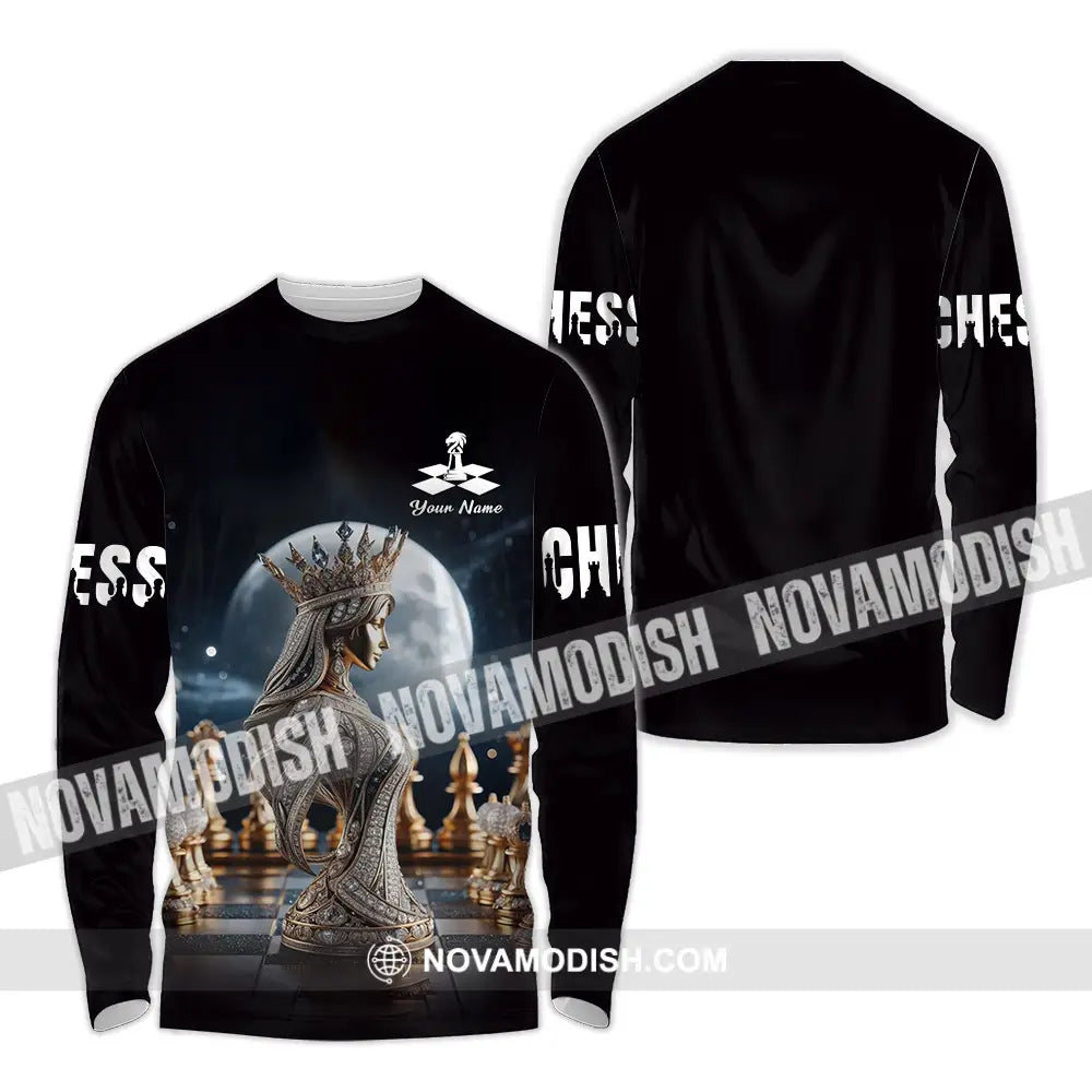 Unisex Shirt - Custom Text Shirt Queen Chess Long Sleeve Shirt / S T-shirt