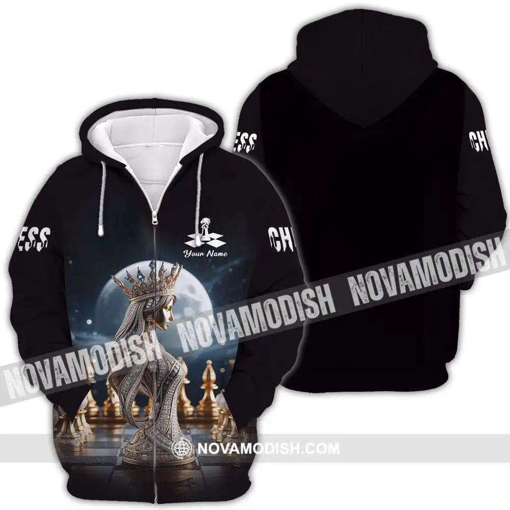 Unisex Shirt - Custom Text Shirt Queen Chess Zipper Hoodie / S T-shirt