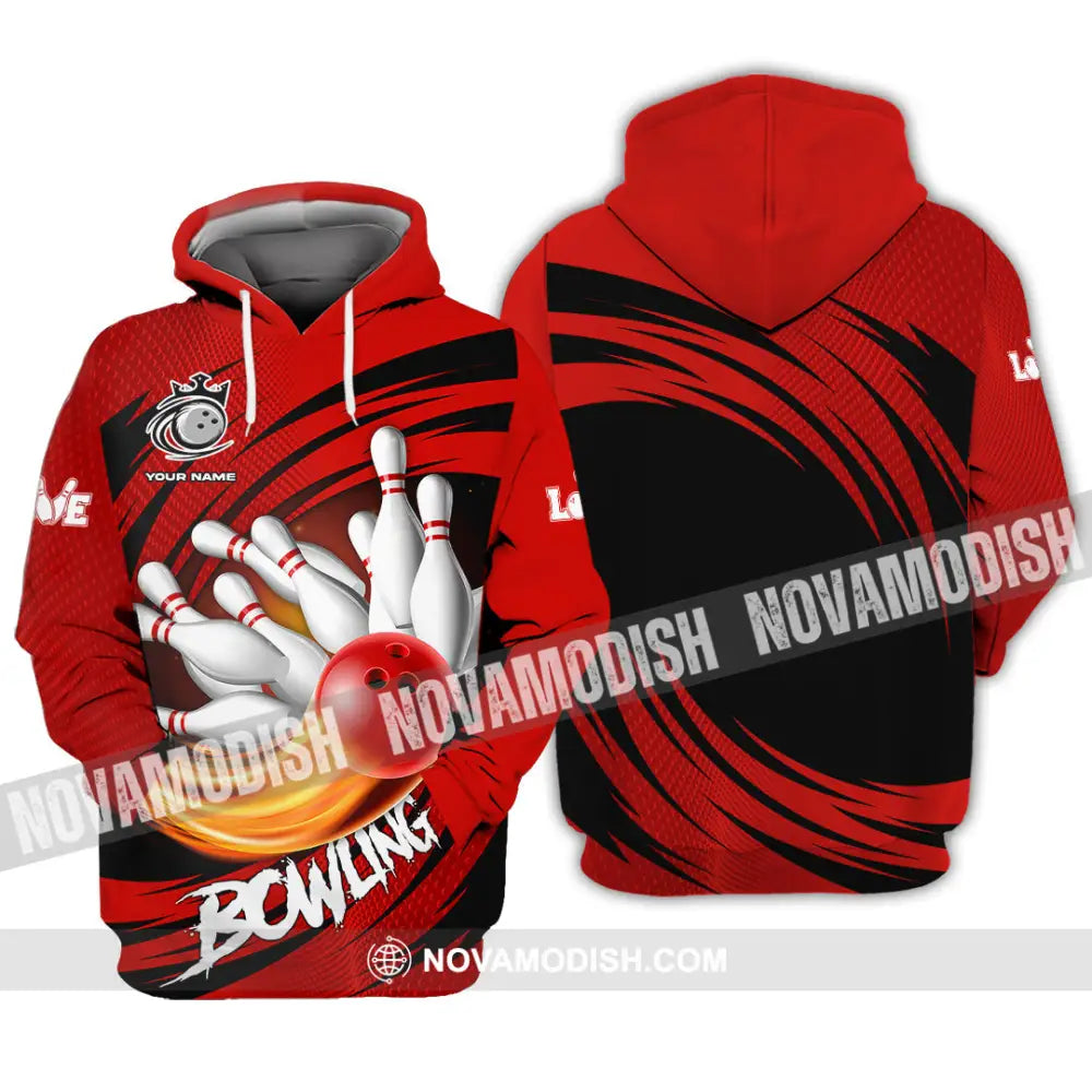 Unisex Shirt - Custom Text Red Ball Bowling Player Sport Shirt Hoodie / S T-shirt