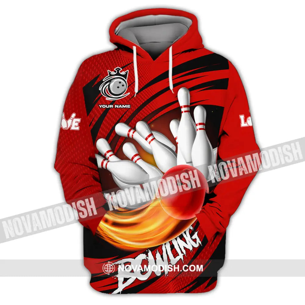 Unisex Shirt - Custom Text Red Ball Bowling Player Sport Shirt T-shirt
