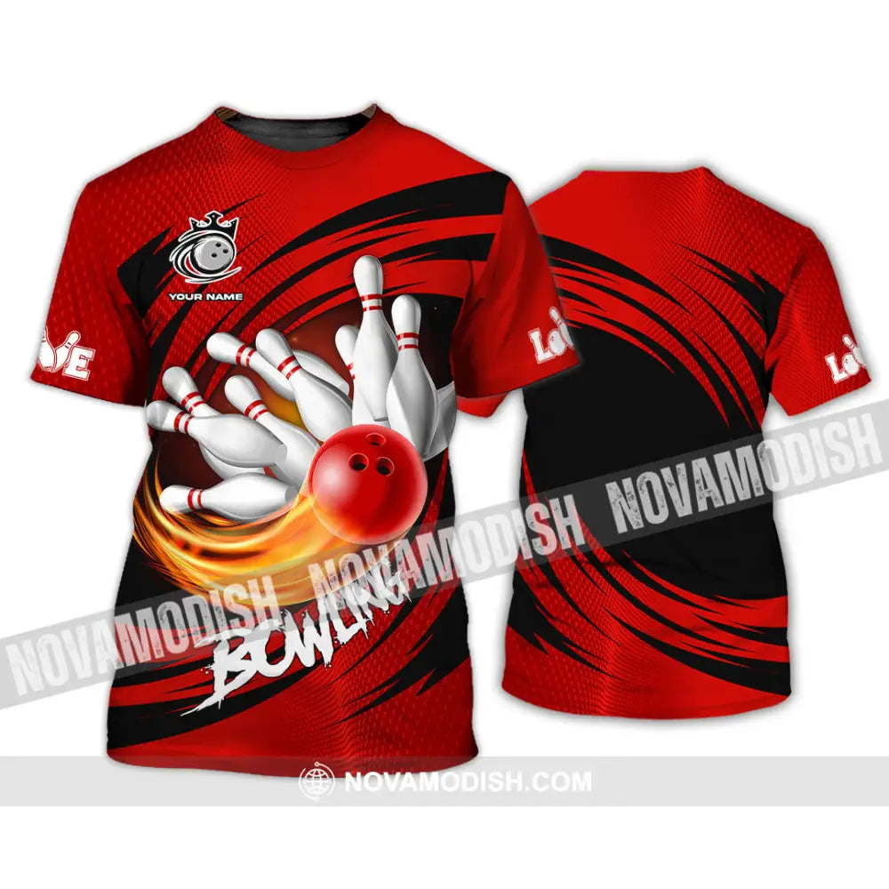 Unisex Shirt - Custom Text Red Ball Bowling Player Sport Shirt T-Shirt / S T-shirt
