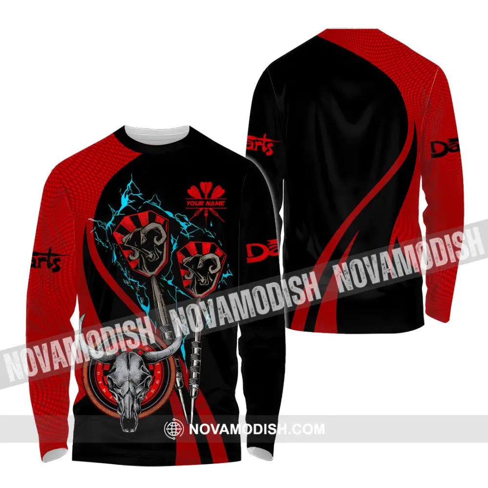 Unisex Shirt - Custom Text Red Buffalo Darts Player Sport Shirt Long Sleeve Shirt / S T-shirt