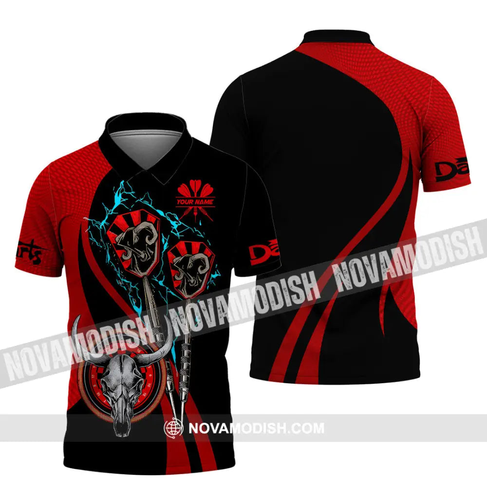 Unisex Shirt - Custom Text Red Buffalo Darts Player Sport Shirt Polo Shirt / S T-shirt