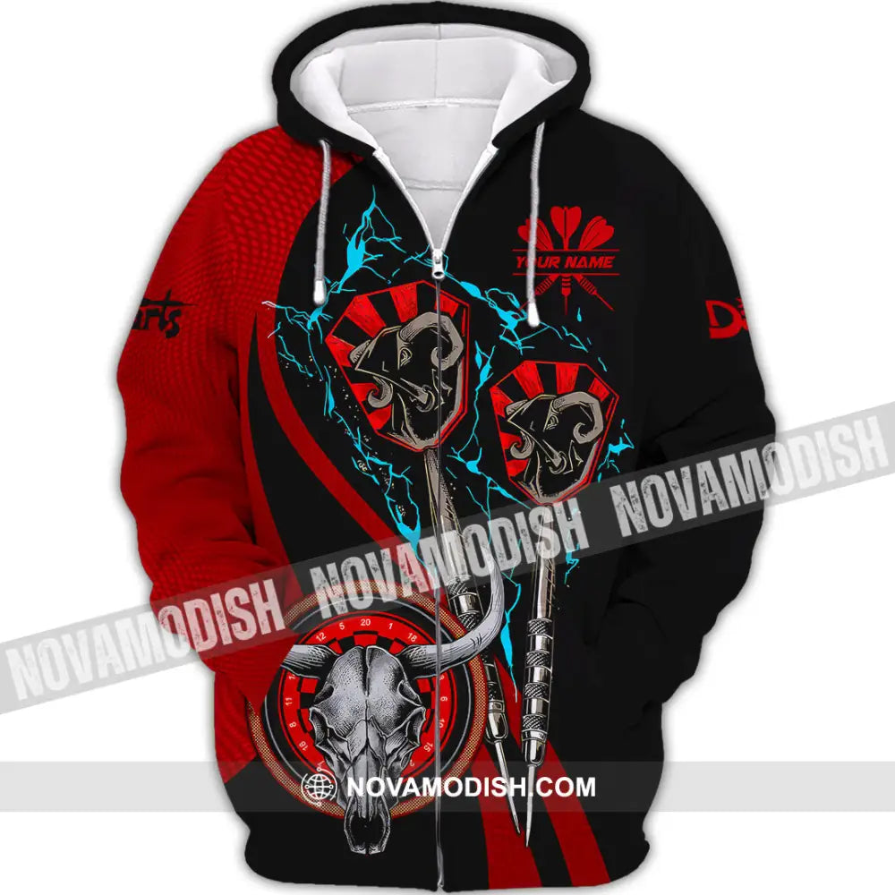Unisex Shirt - Custom Text Red Buffalo Darts Player Sport Shirt Zipper Hoodie / S T-shirt