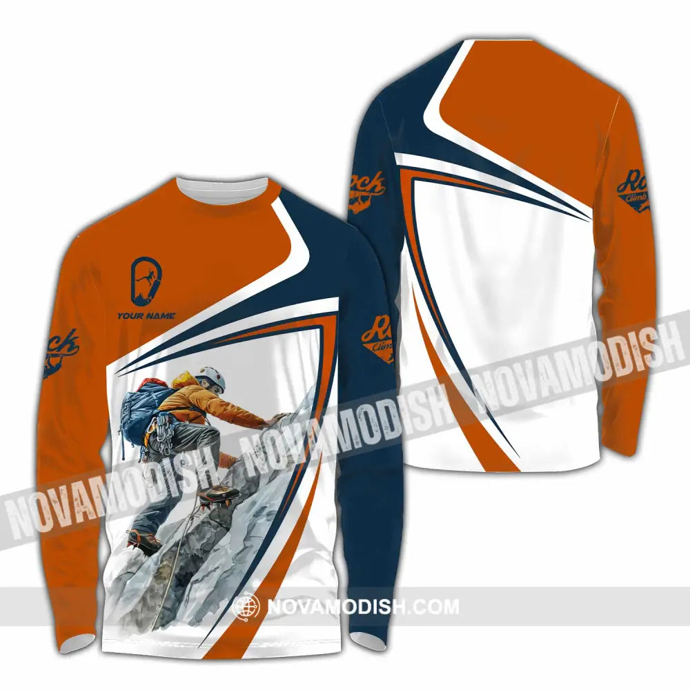 Unisex Shirt - Custom Text Shirt Rock Climb Long Sleeve Shirt / S T-shirt