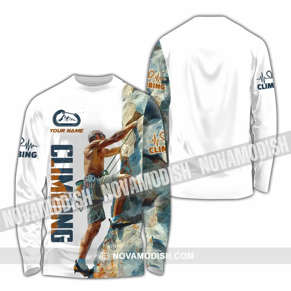 Unisex Shirt - Custom Text Shirt Rock Climbing Long Sleeve Shirt / S T-shirt