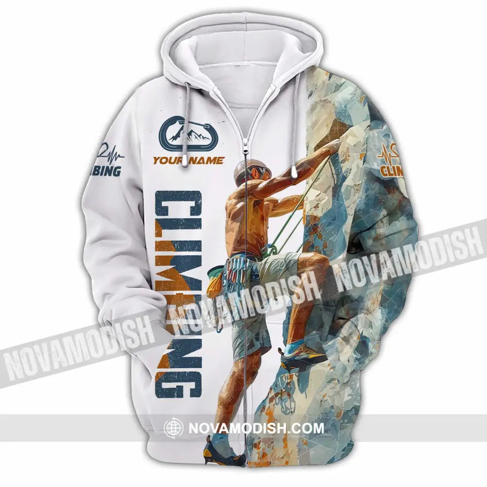 Unisex Shirt - Custom Text Shirt Rock Climbing Zipper Hoodie / S T-shirt
