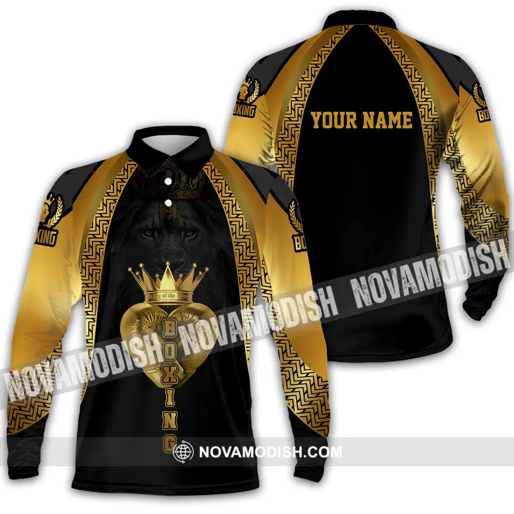 Unisex Shirt - Custom Text Shirt Royal Boxing Shirt Long Sleeve Polo / S T-shirt