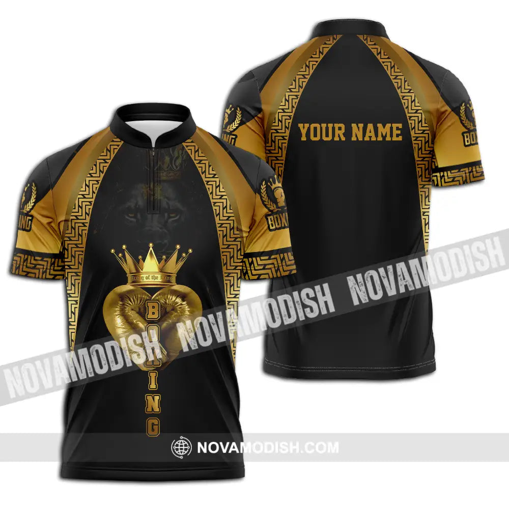 Unisex Shirt - Custom Text Shirt Royal Boxing Shirt Zipper Polo Shirt / S T-shirt