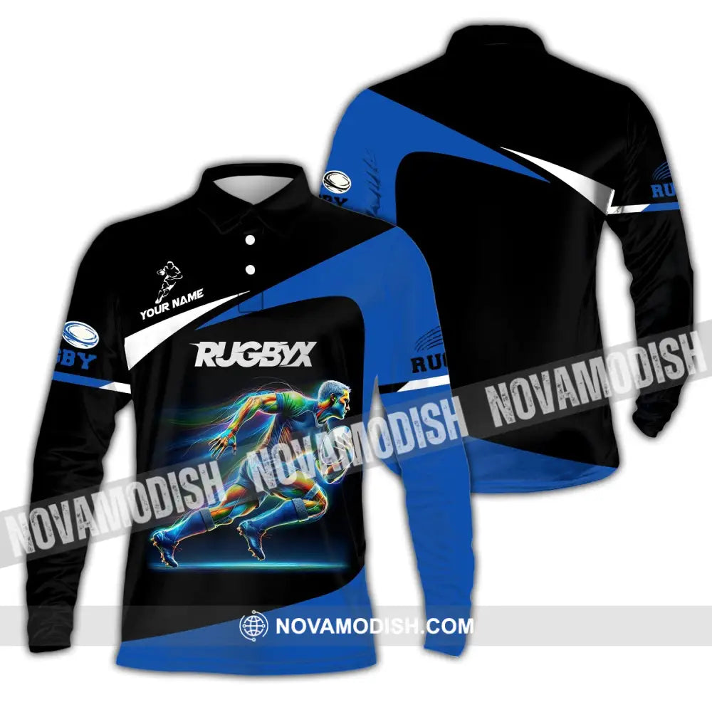 Unisex Shirt - Custom Text Rugby Long Sleeve Polo / S T-Shirt
