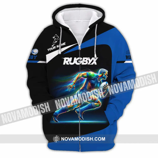 Unisex Shirt - Custom Text Rugby Zipper Hoodie / S T-Shirt