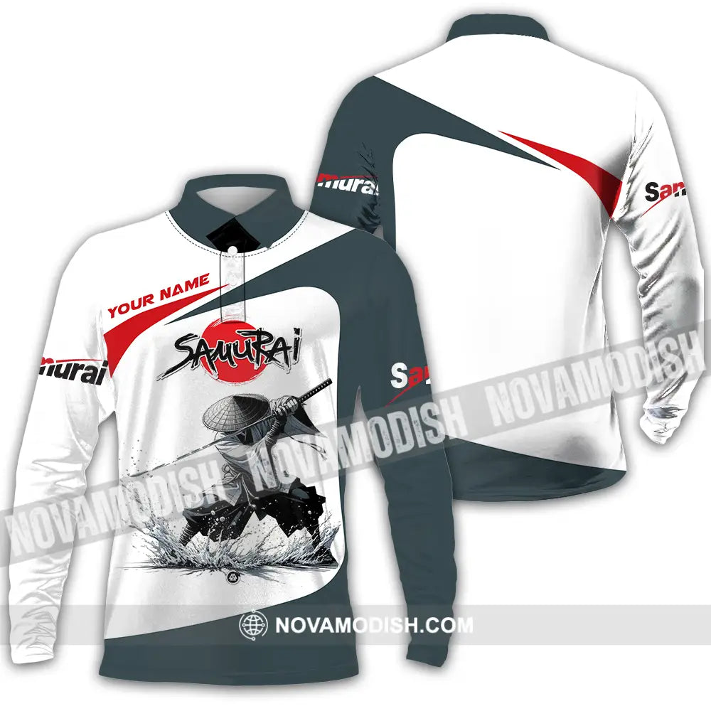 Unisex Shirt - Custom Text Shirt Samurai Long Sleeve Polo / S T-shirt
