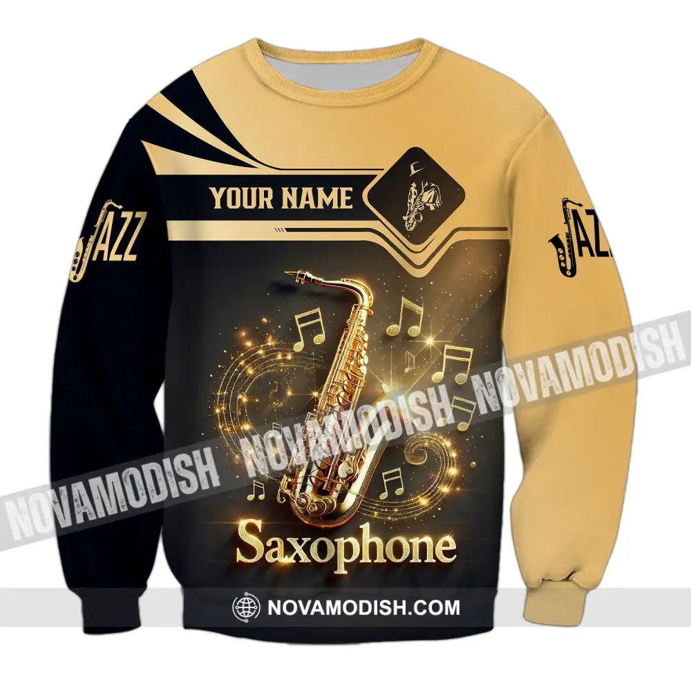 Unisex Shirt - Custom Text Saxophone Long Sleeve / S T-Shirt