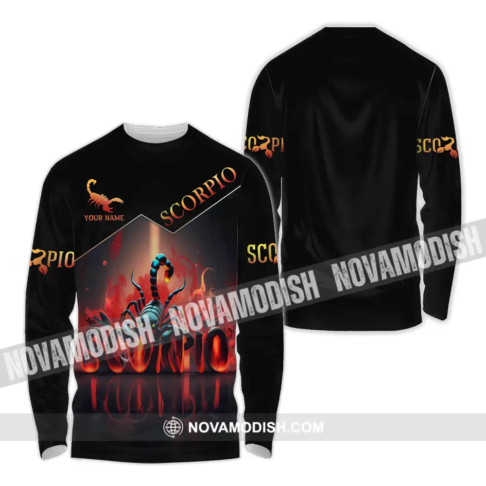 Unisex Shirt - Custom Text Shirt Scorpio Long Sleeve Shirt / S T-shirt