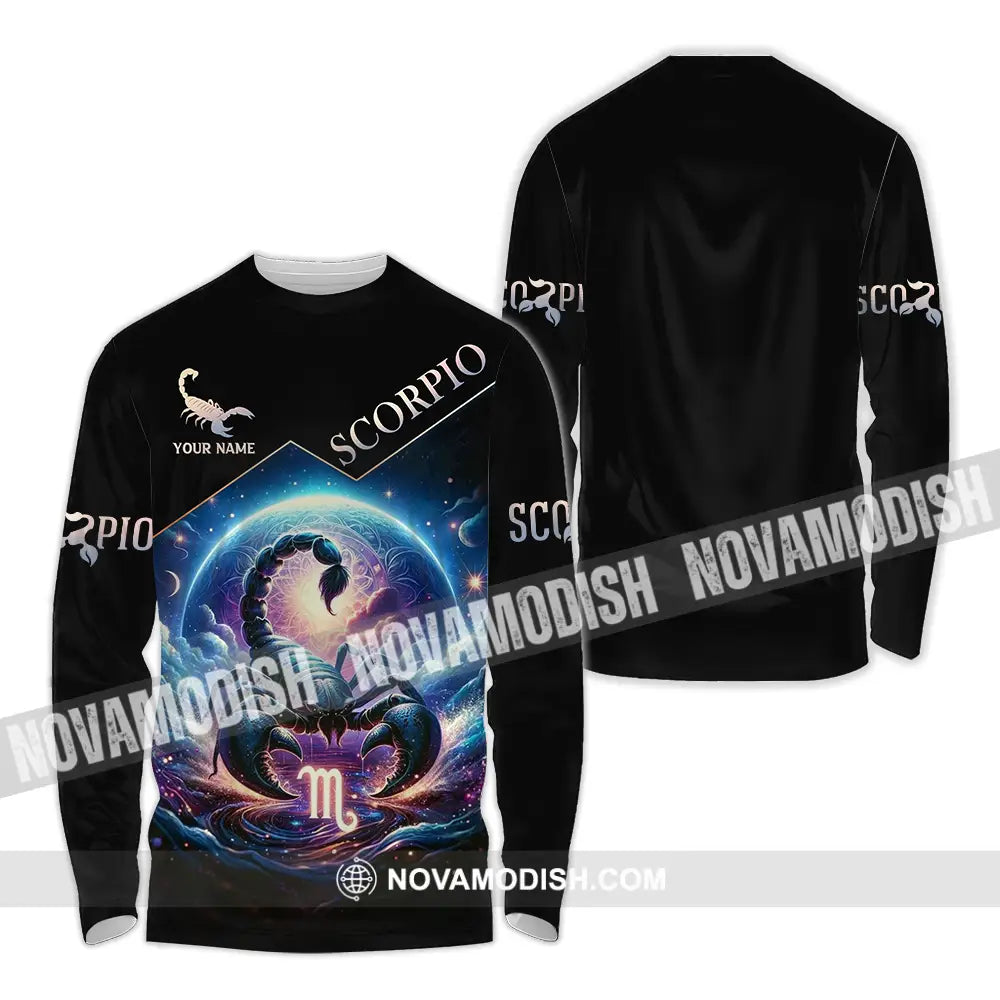 Unisex Shirt - Custom Text Shirt Scorpio Long Sleeve Shirt / S T-shirt