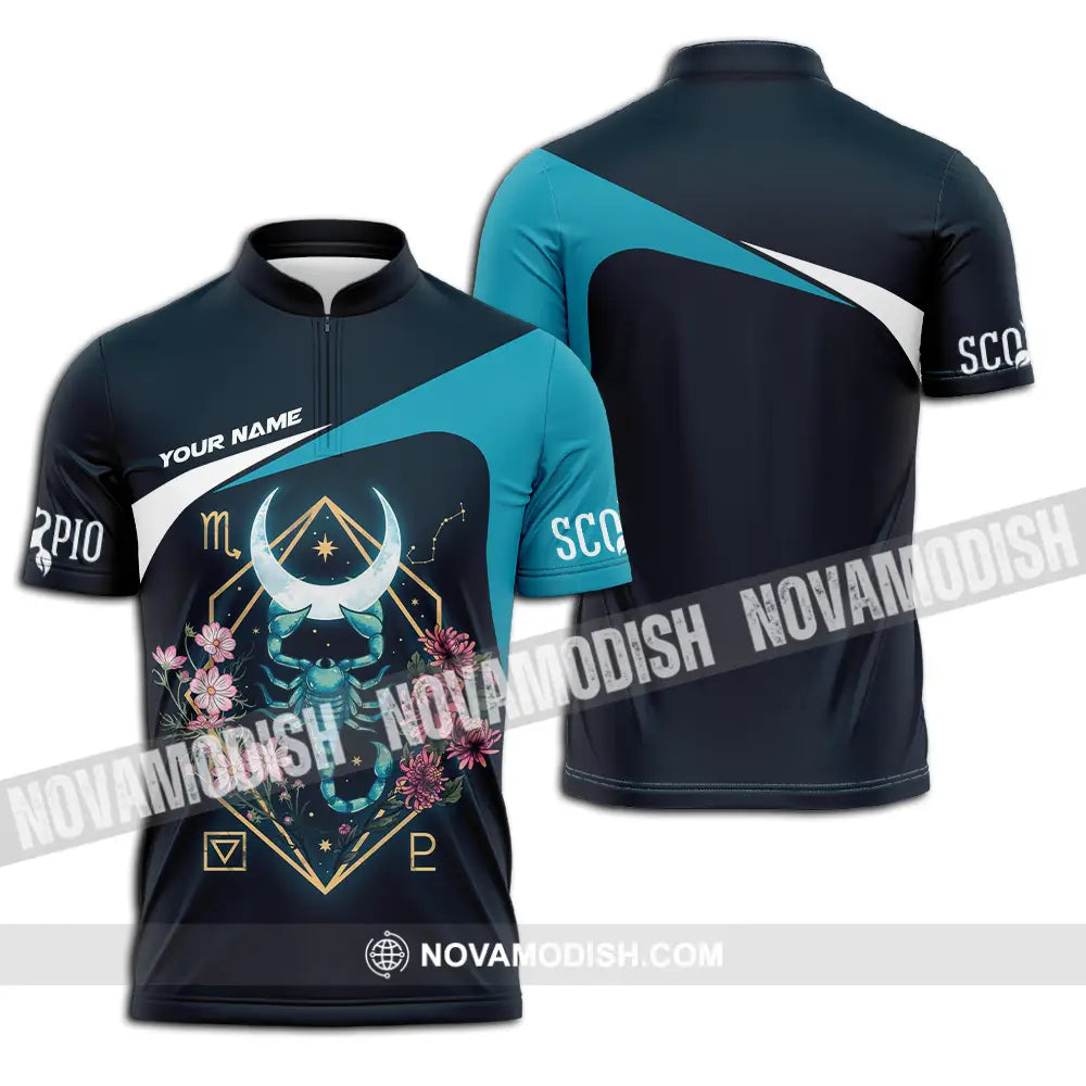 Unisex Shirt - Custom Text Shirt Scorpio Zipper Polo Shirt / S T-shirt
