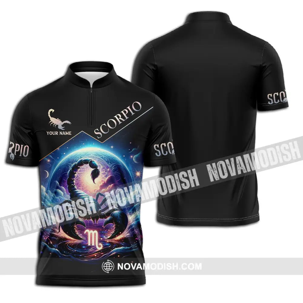 Unisex Shirt - Custom Text Shirt Scorpio Zipper Polo Shirt / S T-shirt