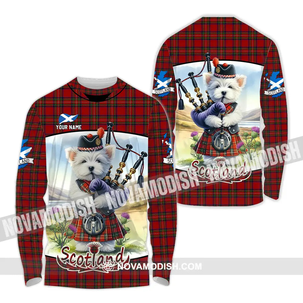 Unisex Shirt - Custom Text Shirt Scotland Dog Shirt Long Sleeve Shirt / S T-shirt