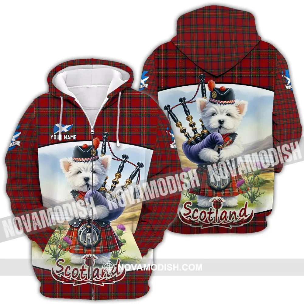 Unisex Shirt - Custom Text Shirt Scotland Dog Shirt Zipper Hoodie / S T-shirt